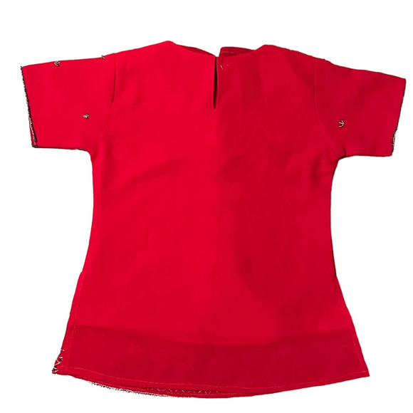 Embellished Red Indian Skirt and Top Sari Set Traditional Wedding Womens Size 30 - Picture 5 of 14